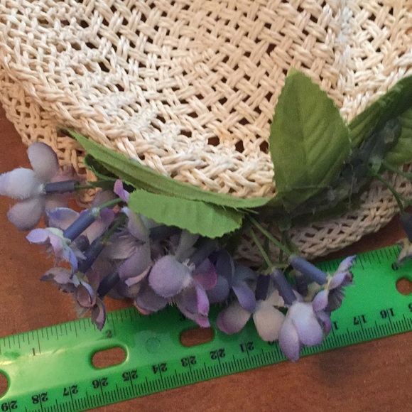 Tan hat with blue flowers - Picture 3 of 8